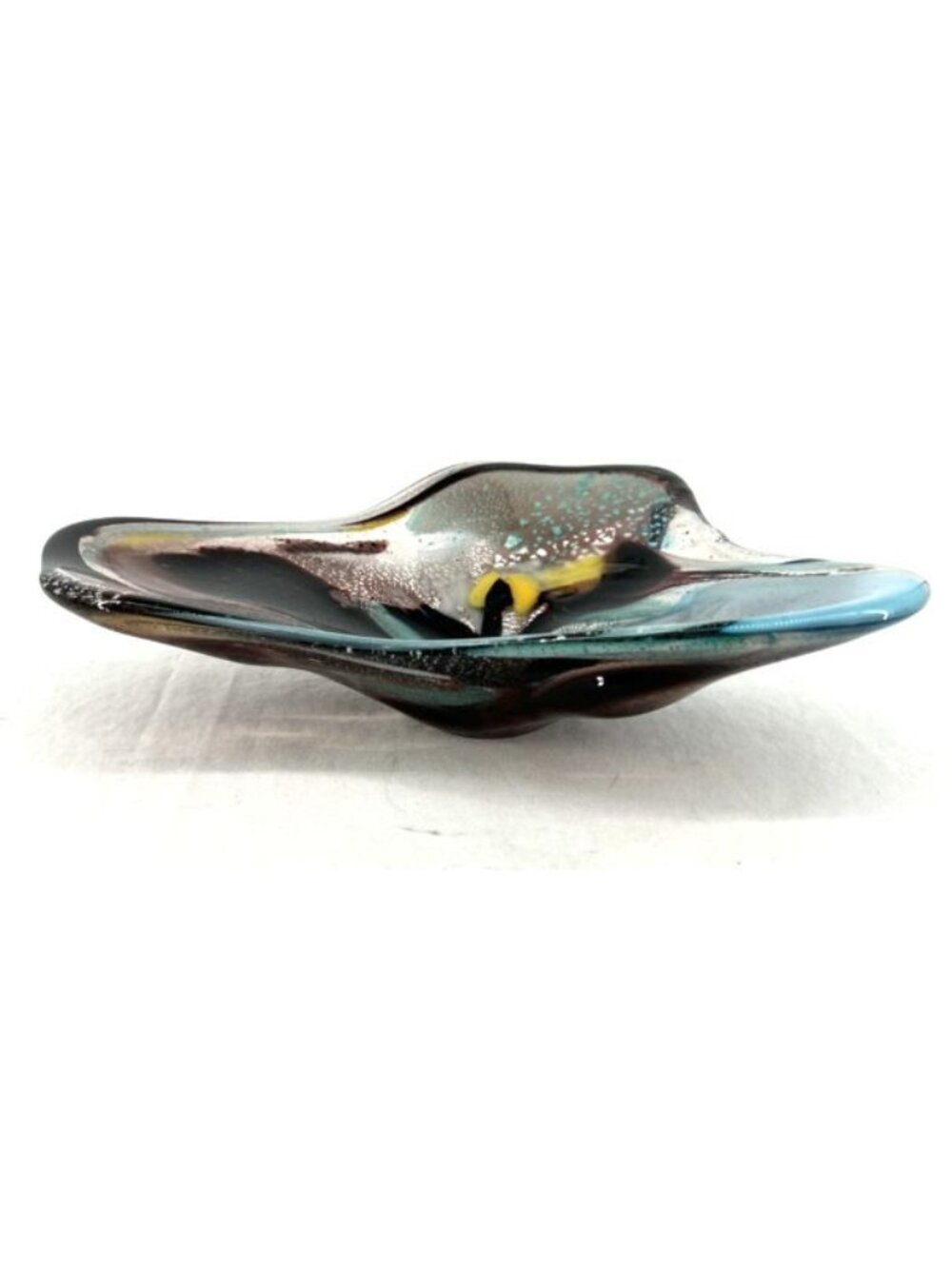 Murano Glass Bowl Freeform Multicolor 11" Art Glass Pottery Italy Vintage - Picture 5 of 6